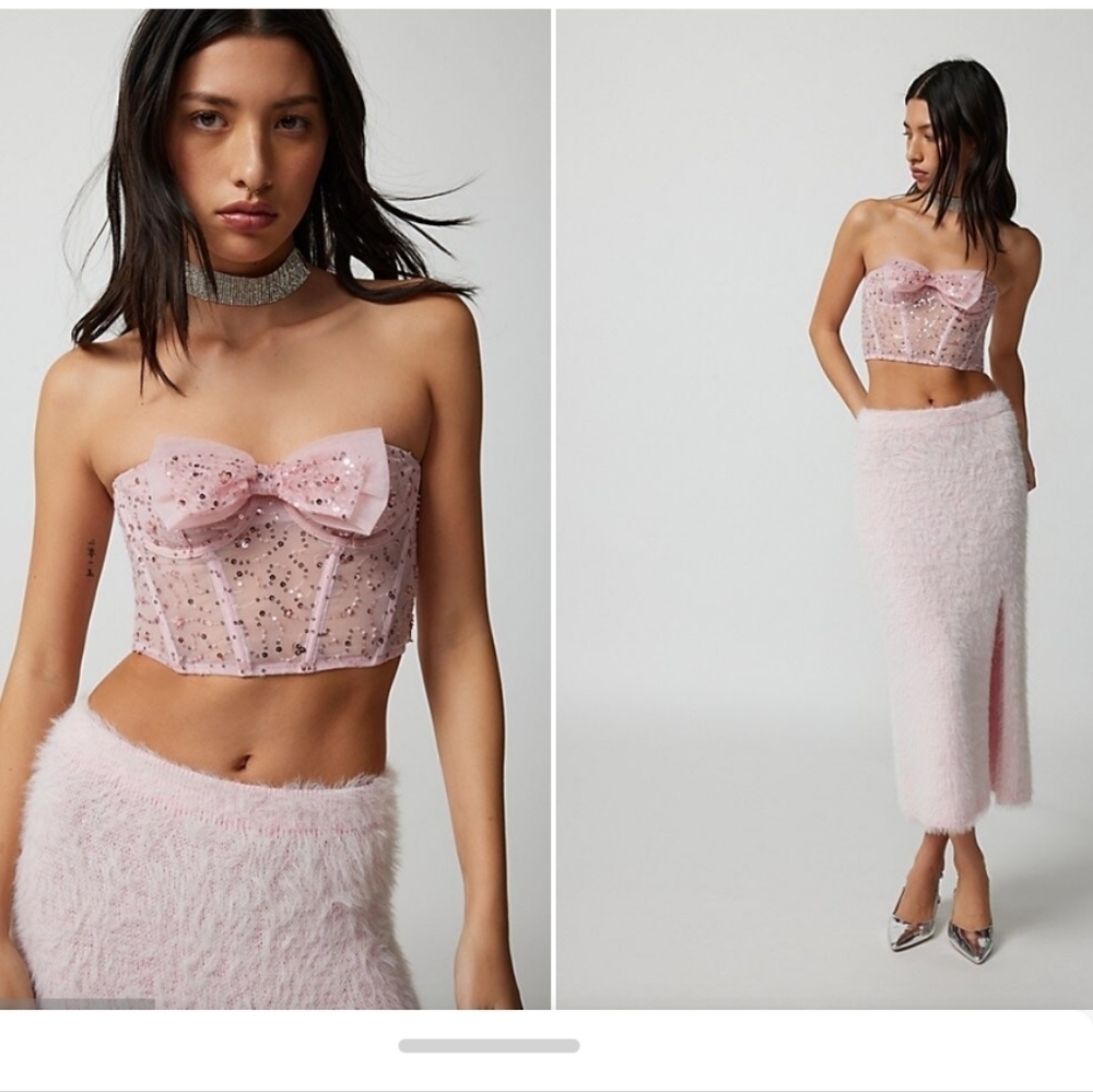 NEW UO Out From Under | Life Of The Party Sheer Corset in Pink